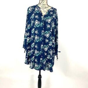 Sale🤩-Joan Rivers Floral Print Top Bow Sleeve